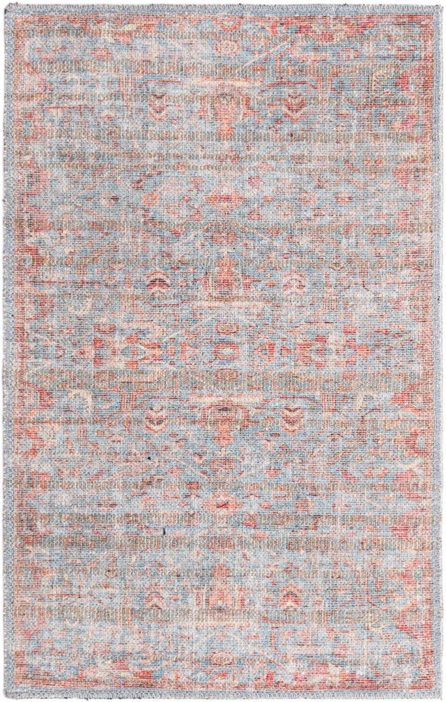 Washable Antique Blue 2' x 3' Nostalgia Washable Rectangle Area Rug Easy to Clean Stain Resistant & Durable Polyester Chenille Vintage Distressed Carpet for Sale at Rug Engine