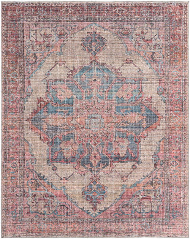 Washable Antique Beige 7' 10 x 10' Nostalgia Rectangle Area Rug Easy to Clean Stain Resistant & Durable Polyester Chenille Vintage Distressed Carpet for Sale at Rug Engine