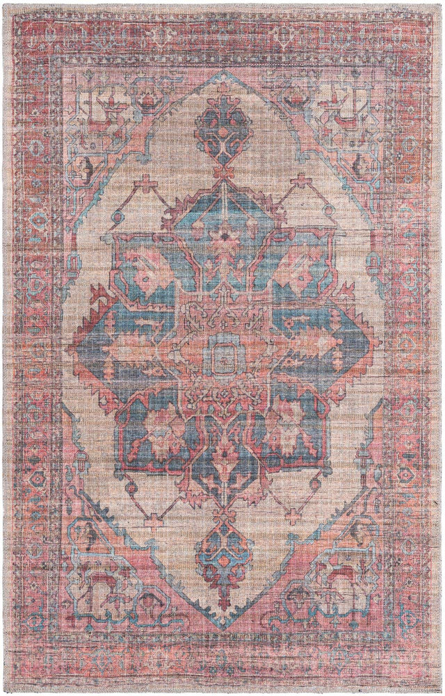 Washable Antique Beige 3' 11 x 6' Nostalgia Rectangle Area Rug Easy to Clean Stain Resistant & Durable Polyester Chenille Vintage Distressed Carpet for Sale at Rug Engine