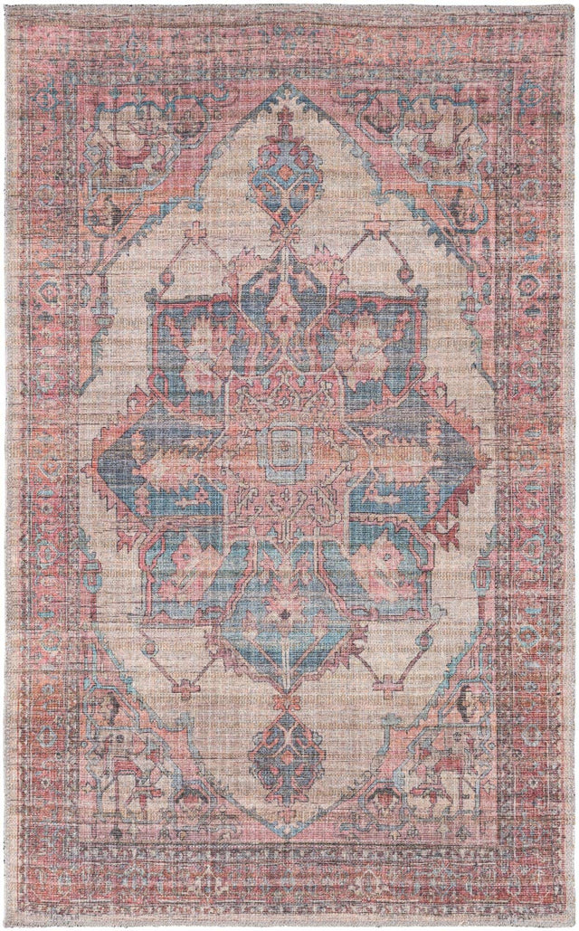Washable Antique Beige 3' 3 x 5' 3 Nostalgia Washable Rectangle Area Rug Easy to Clean Stain Resistant & Durable Polyester Chenille Vintage Distressed Carpet for Sale at Rug Engine