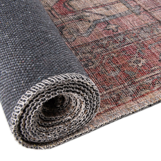 Washable Antique Beige 3' 3 x 3' 3 Nostalgia Round Area Rug Easy to Clean Stain Resistant & Durable Polyester Chenille Vintage Distressed Carpet for Sale at Rug Engine