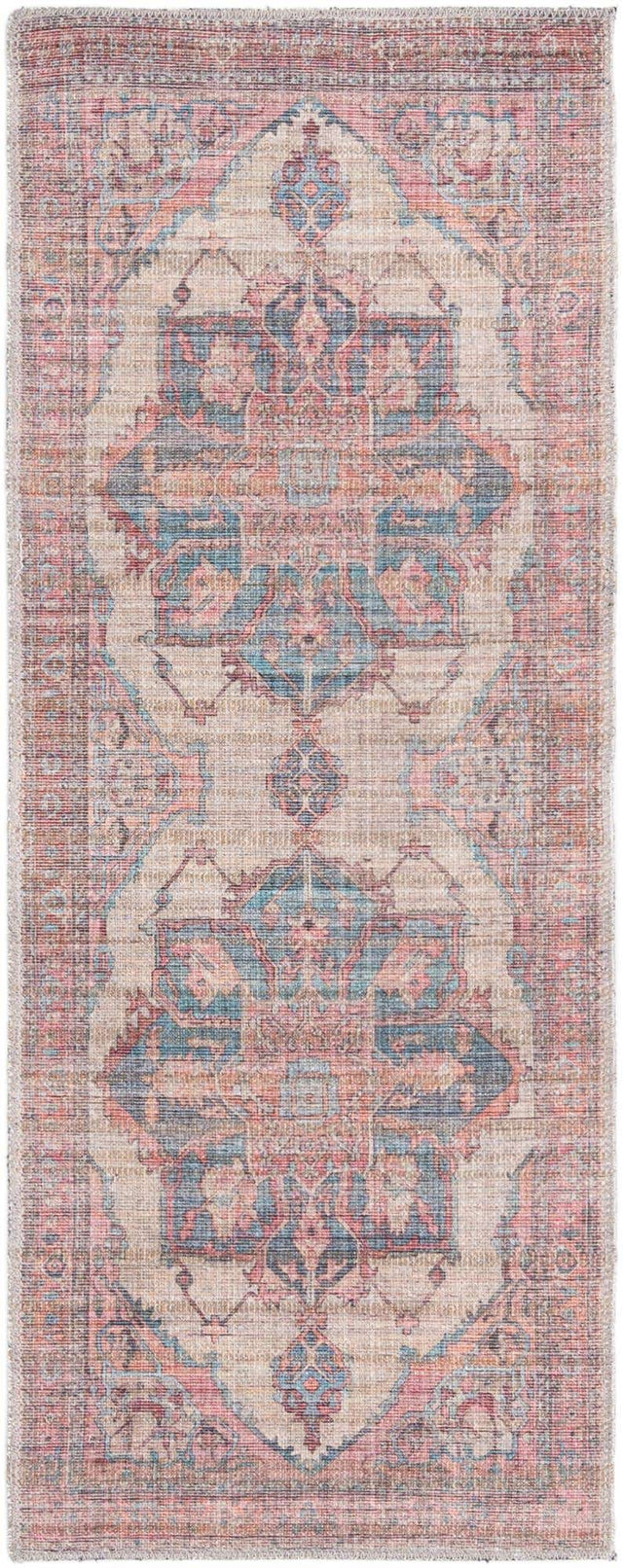 Washable Antique Beige 2' x 5' Nostalgia Runner Area Rug Easy to Clean Stain Resistant & Durable Polyester Chenille Vintage Distressed Carpet for Sale at Rug Engine