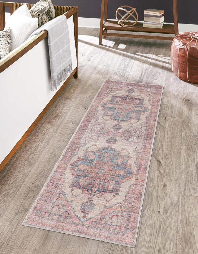 Washable Antique Beige 2' x 5' Nostalgia Runner Area Rug Easy to Clean Stain Resistant & Durable Polyester Chenille Vintage Distressed Carpet for Sale at Rug Engine