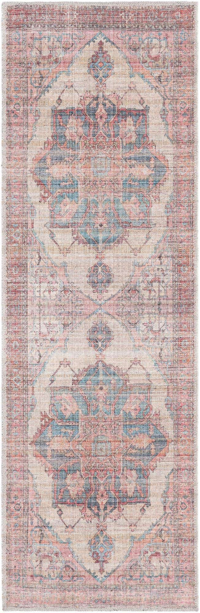 Washable Antique Beige 2' x 6' Nostalgia Runner Area Rug Easy to Clean Stain Resistant & Durable Polyester Chenille Vintage Distressed Carpet for Sale at Rug Engine