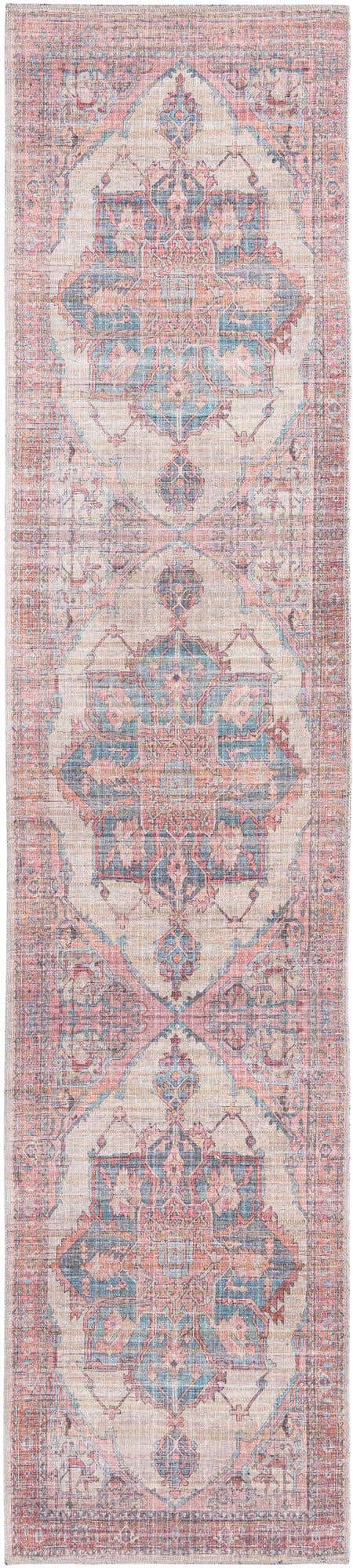 Washable Antique Beige 2' 7 x 12' Nostalgia Runner Area Rug Easy to Clean Stain Resistant & Durable Polyester Chenille Vintage Distressed Carpet for Sale at Rug Engine