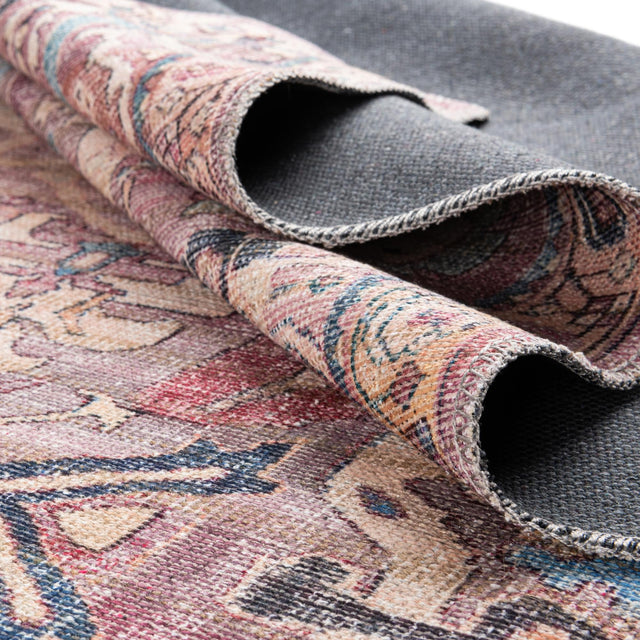 Washable Pink 5' 3 x 8' Nostalgia Rectangle Area Rug Easy to Clean Stain Resistant & Durable Polyester Chenille Vintage Distressed Carpet for Sale at Rug Engine
