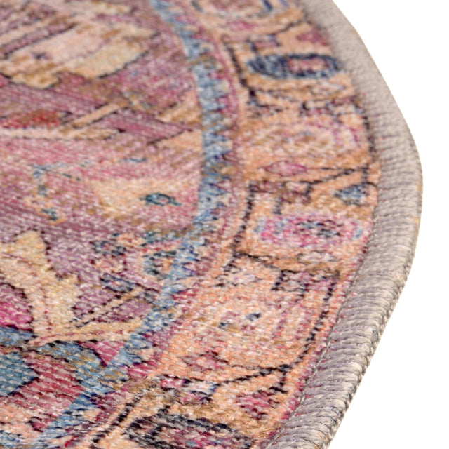 Washable Pink 7' 10 x 10' Nostalgia Oval Area Rug Easy to Clean Stain Resistant & Durable Polyester Chenille Vintage Distressed Carpet for Sale at Rug Engine
