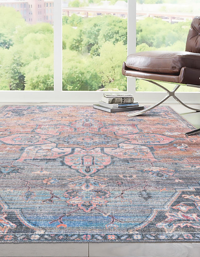 Washable Multicolor 5' 3 x 8' Nostalgia Rectangle Area Rug Easy to Clean Stain Resistant & Durable Polyester Chenille Vintage Distressed Carpet for Sale at Rug Engine
