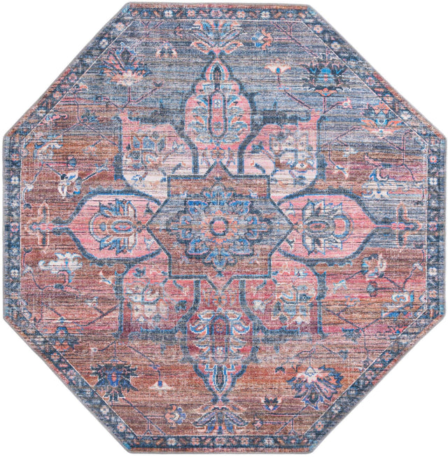 Washable Multicolor 7' 10 x 7' 10 Nostalgia Octagon Area Rug Easy to Clean Stain Resistant & Durable Polyester Chenille Vintage Distressed Carpet for Sale at Rug Engine