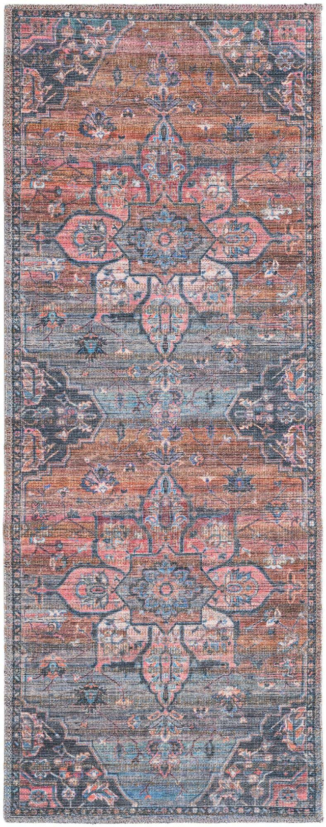 Washable Multicolor 2' x 5' 1 Nostalgia Runner Area Rug Easy to Clean Stain Resistant & Durable Polyester Chenille Vintage Distressed Carpet for Sale at Rug Engine