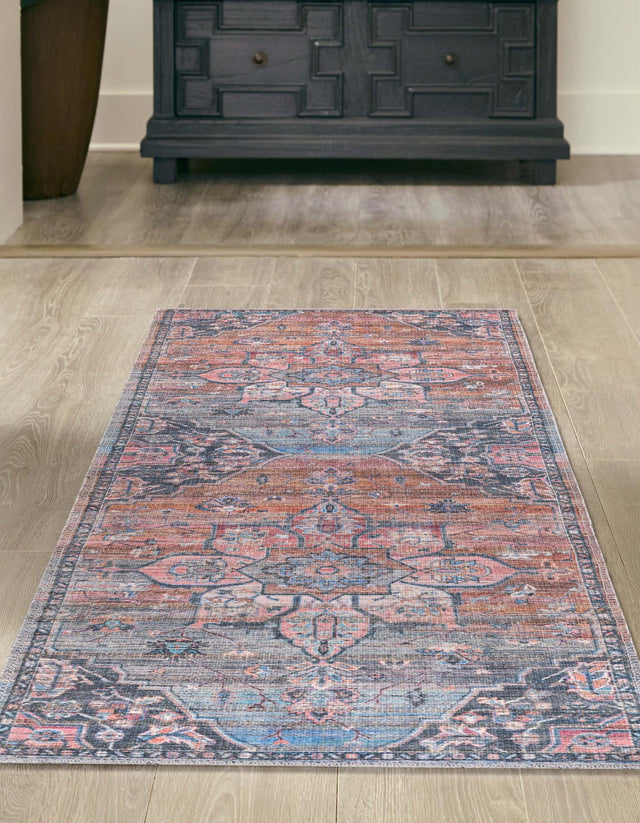 Washable Multicolor 2' x 8' Nostalgia Runner Area Rug Easy to Clean Stain Resistant & Durable Polyester Chenille Vintage Distressed Carpet for Sale at Rug Engine
