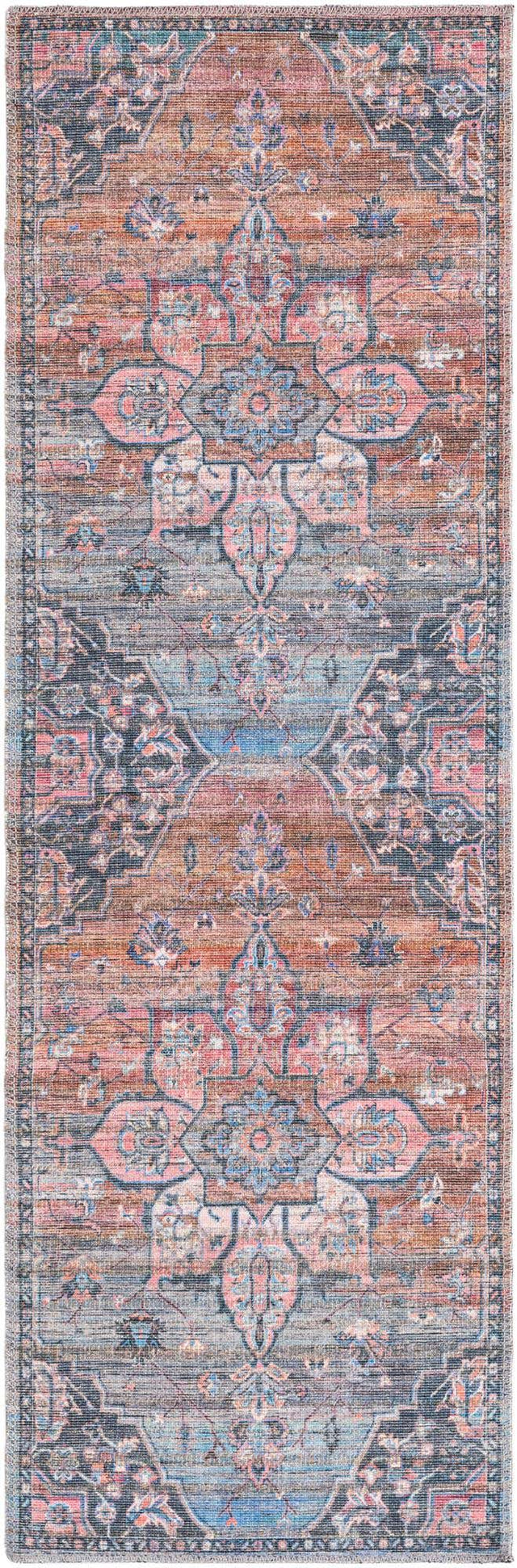 Washable Multicolor 2' x 6' 1 Nostalgia Runner Area Rug Easy to Clean Stain Resistant & Durable Polyester Chenille Vintage Distressed Carpet for Sale at Rug Engine