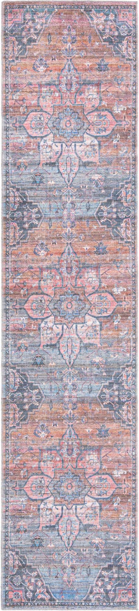 Washable Multicolor 2' 7 x 12' Nostalgia Runner Area Rug Easy to Clean Stain Resistant & Durable Polyester Chenille Vintage Distressed Carpet for Sale at Rug Engine