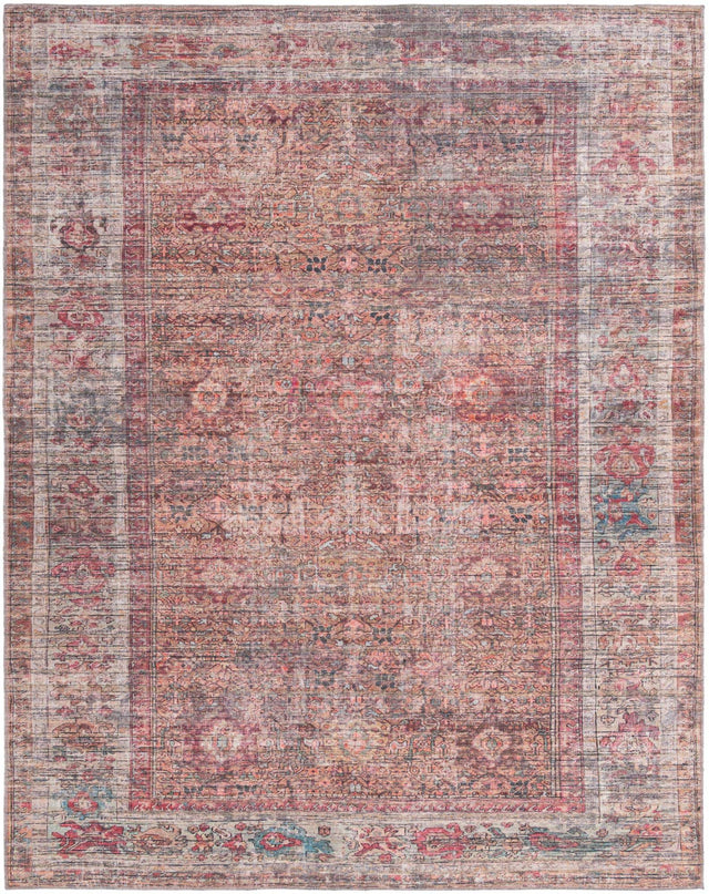 Washable Rust Red and Brown 7' 10 x 10' Nostalgia Rectangle Area Rug Easy to Clean Stain Resistant & Durable Polyester Chenille Vintage Distressed Carpet for Sale at Rug Engine