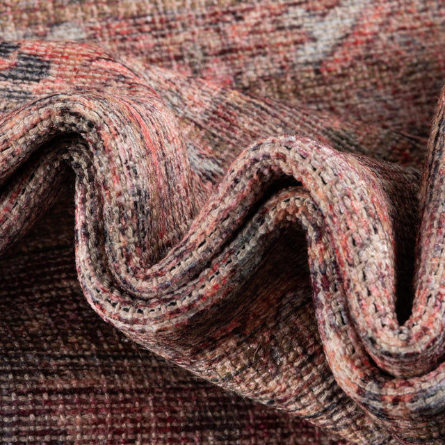 Washable Rust Red and Brown 6' 1 x 9' Nostalgia Rectangle Area Rug Easy to Clean Stain Resistant & Durable Polyester Chenille Vintage Distressed Carpet for Sale at Rug Engine