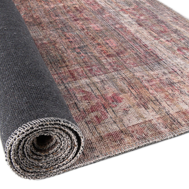 Washable Rust Red and Brown 7' 3 x 7' 3 Nostalgia Square Area Rug Easy to Clean Stain Resistant & Durable Polyester Chenille Vintage Distressed Carpet for Sale at Rug Engine