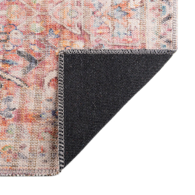 Washable Ivory and Pink 3' 3 x 5' 3 Nostalgia Rectangle Area Rug Easy to Clean Stain Resistant & Durable Polyester Chenille Vintage Distressed Carpet for Sale at Rug Engine