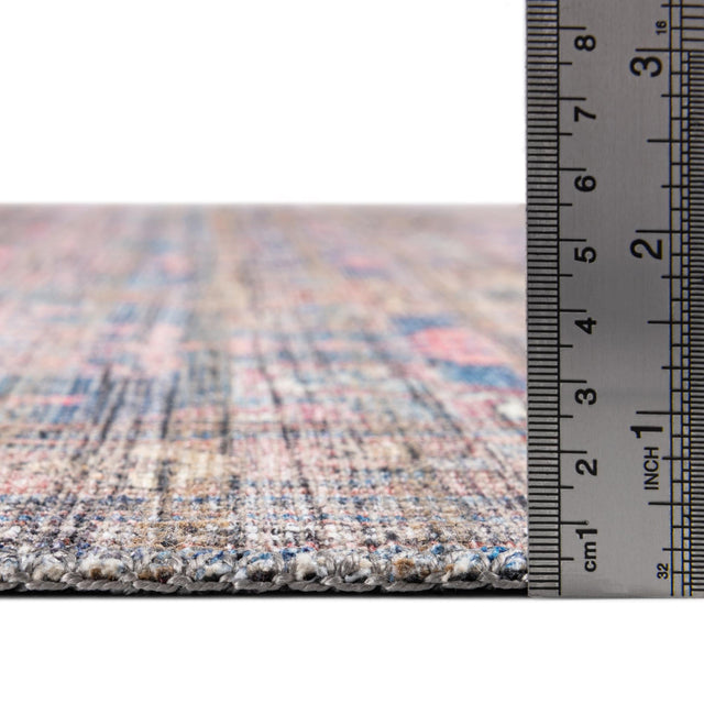Washable Antique Blue 5' 3 x 5' 3 Nostalgia Octagon Area Rug Easy to Clean Stain Resistant & Durable Polyester Chenille Vintage Distressed Carpet for Sale at Rug Engine
