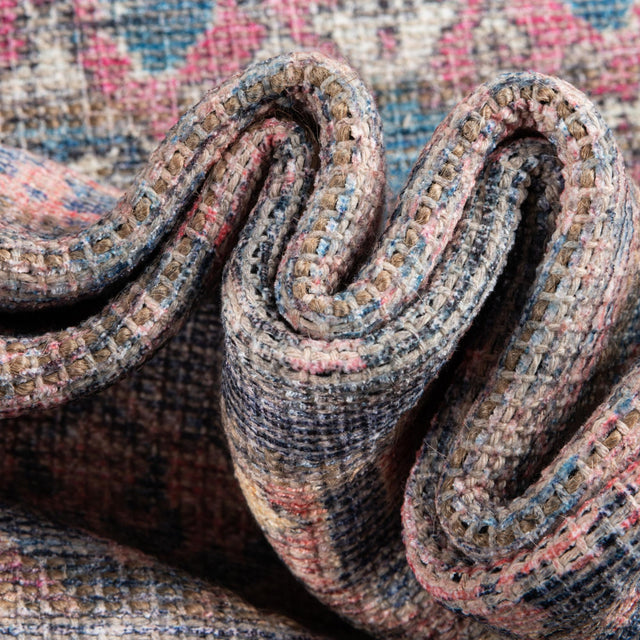 Washable Antique Blue 5' 3 x 5' 3 Nostalgia Octagon Area Rug Easy to Clean Stain Resistant & Durable Polyester Chenille Vintage Distressed Carpet for Sale at Rug Engine