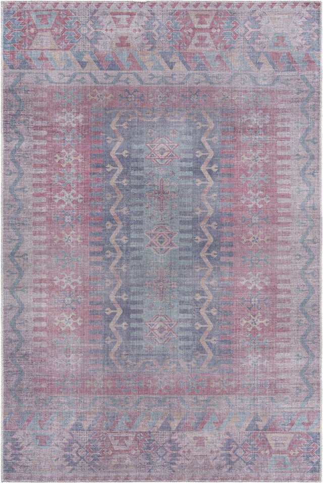 Washable Multicolor 5' 11 x 9' Sisu Rectangle Area Rug Easy to Clean Stain Resistant & Durable Polyester Chenille Distressed Vintage Look Carpet for Sale at Rug Engine
