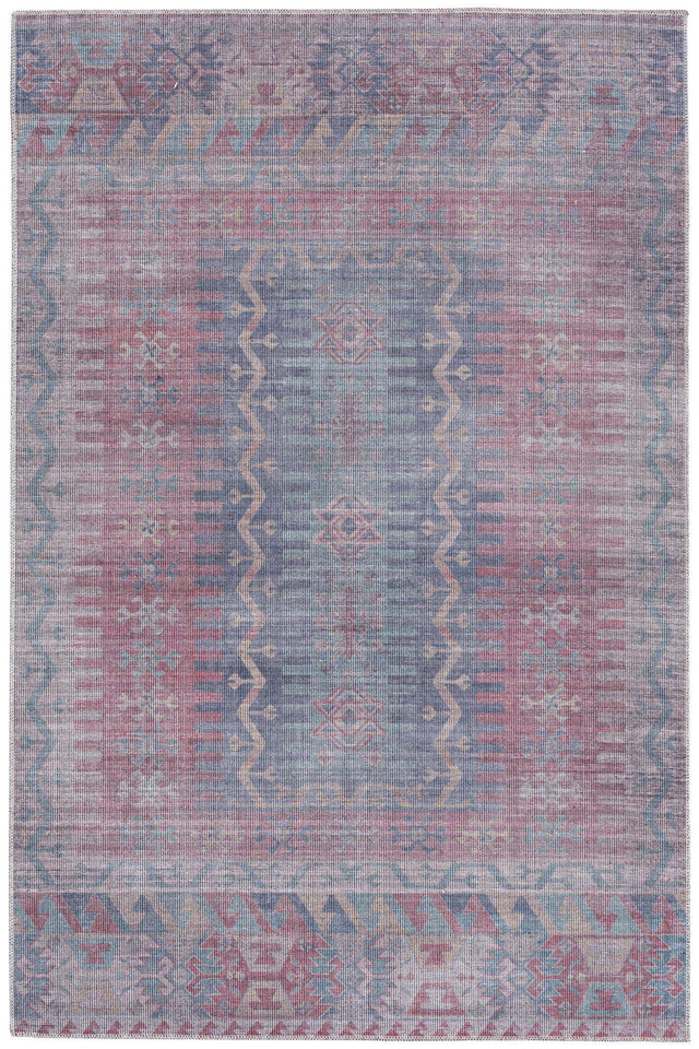 Washable Multicolor 5' 3 x 8' Sisu Rectangle Area Rug Easy to Clean Stain Resistant & Durable Polyester Chenille Distressed Vintage Look Carpet for Sale at Rug Engine