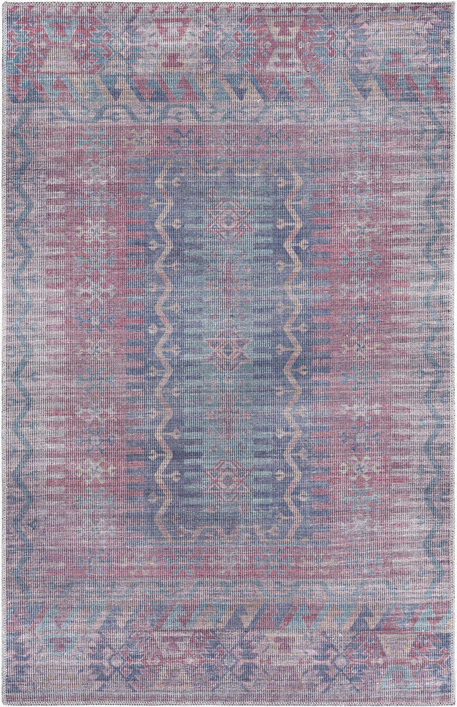 Washable Multicolor 3' 11 x 6' Sisu Rectangle Area Rug Easy to Clean Stain Resistant & Durable Polyester Chenille Distressed Vintage Look Carpet for Sale at Rug Engine