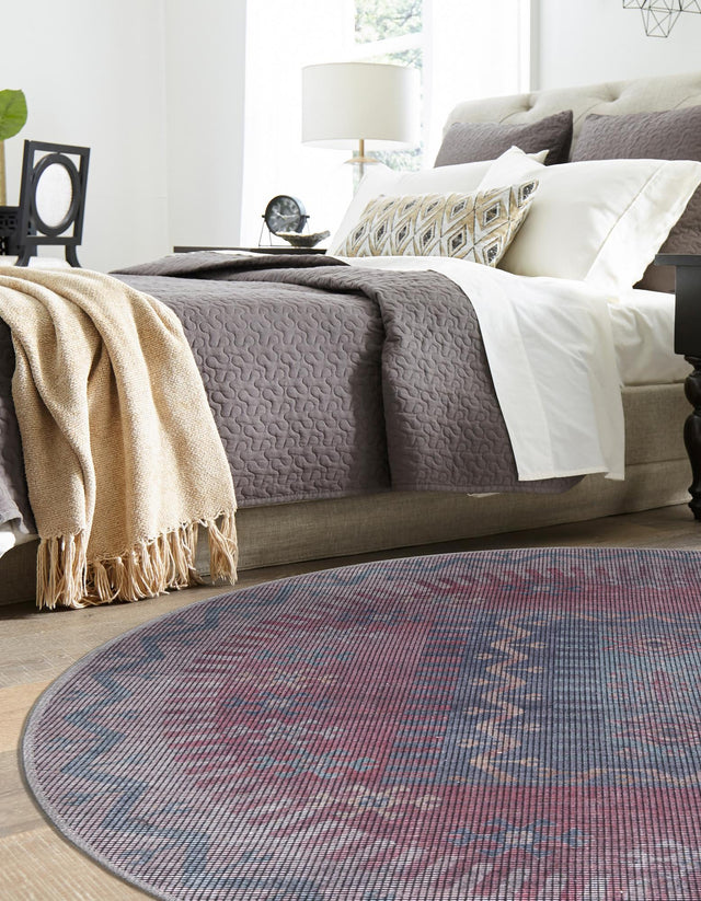 Washable Multicolor 3' 3 x 3' 3 Sisu Round Area Rug Easy to Clean Stain Resistant & Durable Polyester Chenille Distressed Vintage Look Carpet for Sale at Rug Engine