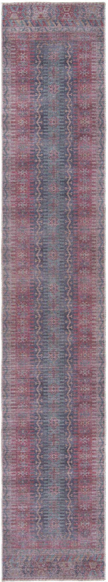Washable Multicolor 2' 7 x 14' Sisu Runner Area Rug Easy to Clean Stain Resistant & Durable Polyester Chenille Distressed Vintage Look Carpet for Sale at Rug Engine