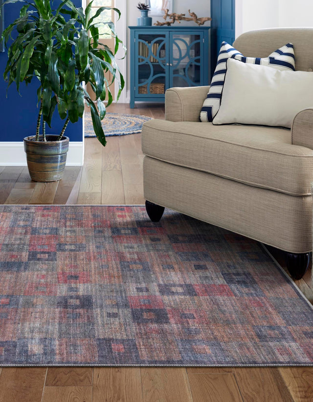 Washable Multicolor 5' 11 x 9' Sisu Rectangle Area Rug Easy to Clean Stain Resistant & Durable Polyester Chenille Distressed Vintage Look Carpet for Sale at Rug Engine