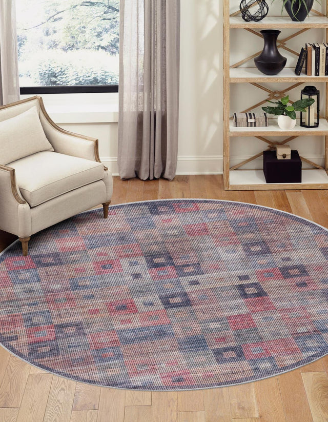 Washable Multicolor 3' 3 x 3' 3 Sisu Round Area Rug Easy to Clean Stain Resistant & Durable Polyester Chenille Distressed Vintage Look Carpet for Sale at Rug Engine