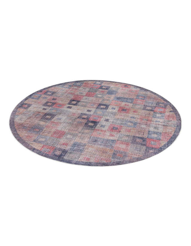 Washable Multicolor 7' 10 x 7' 10 Sisu Round Area Rug Easy to Clean Stain Resistant & Durable Polyester Chenille Distressed Vintage Look Carpet for Sale at Rug Engine