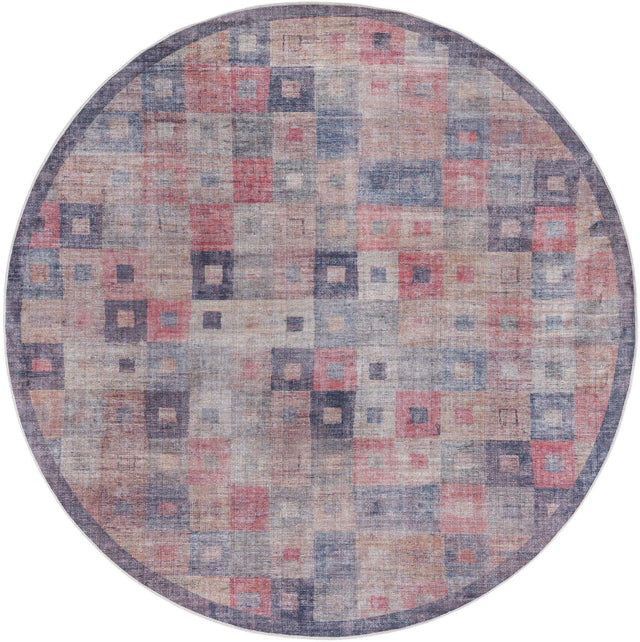 Washable Multicolor 7' 10 x 7' 10 Sisu Round Area Rug Easy to Clean Stain Resistant & Durable Polyester Chenille Distressed Vintage Look Carpet for Sale at Rug Engine