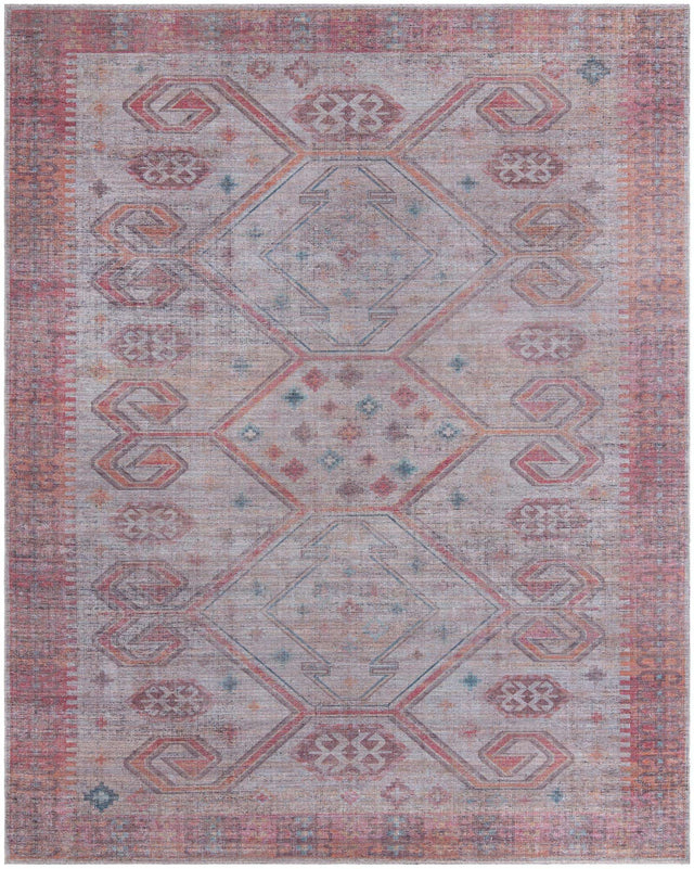 Washable Rust red and Beige 10' 6 x 13' Sisu Rectangle Area Rug Easy to Clean Stain Resistant & Durable Polyester Chenille Distressed Vintage Look Carpet for Sale at Rug Engine