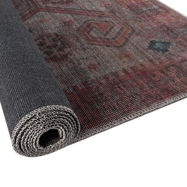 Washable Rust red and Beige 10' 6 x 13' Sisu Rectangle Area Rug Easy to Clean Stain Resistant & Durable Polyester Chenille Distressed Vintage Look Carpet for Sale at Rug Engine