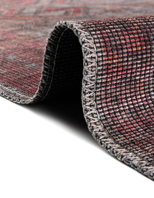 Washable Rust red and Beige 7' 10 x 7' 10 Sisu Round Area Rug Easy to Clean Stain Resistant & Durable Polyester Chenille Distressed Vintage Look Carpet for Sale at Rug Engine