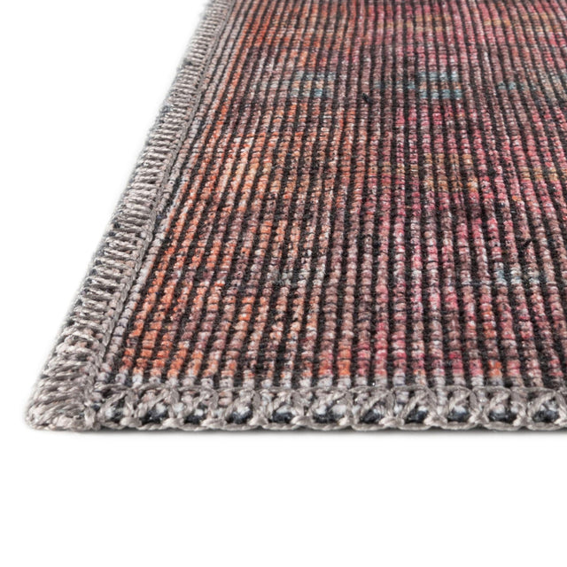 Washable Rust red and Beige 5' 3 x 5' 3 Sisu Octagon Area Rug Easy to Clean Stain Resistant & Durable Polyester Chenille Distressed Vintage Look Carpet for Sale at Rug Engine