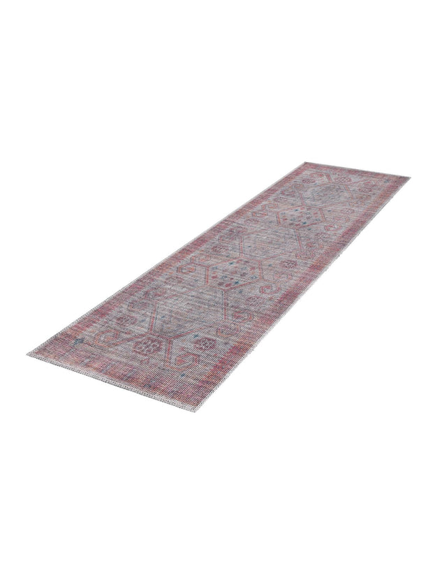 Washable Rust red and Beige 2' x 5' Sisu Runner Area Rug Easy to Clean Stain Resistant & Durable Polyester Chenille Distressed Vintage Look Carpet for Sale at Rug Engine