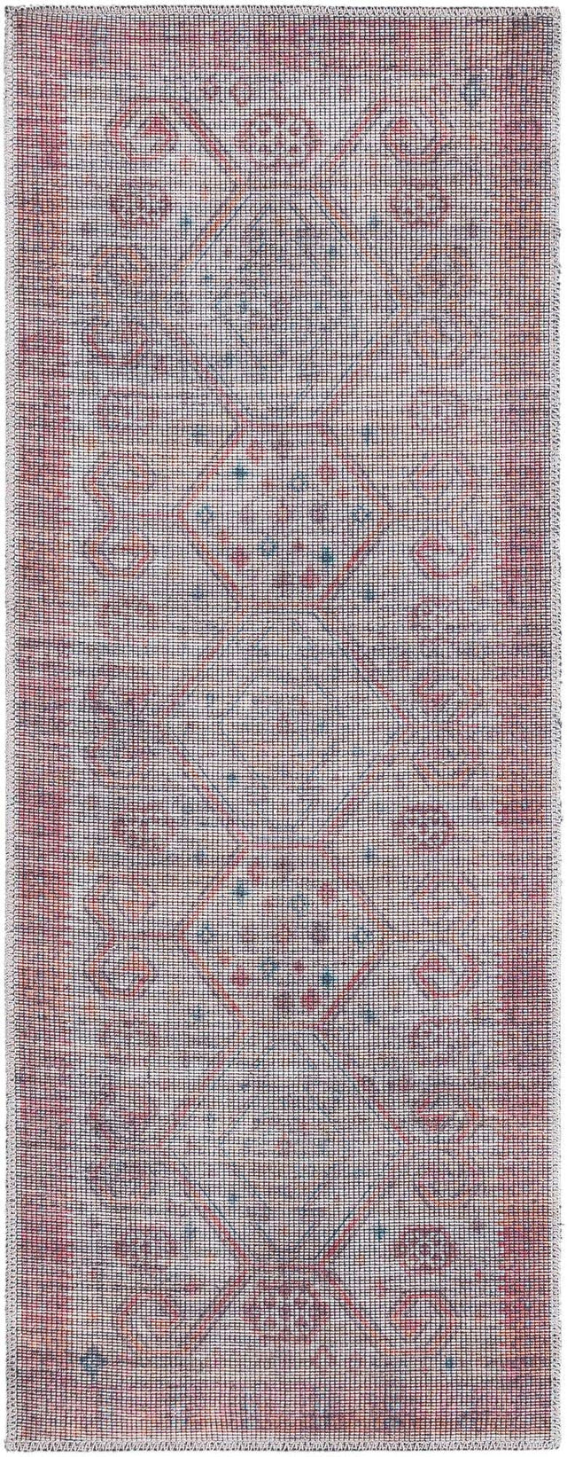 Washable Rust red and Beige 2' x 5' Sisu Runner Area Rug Easy to Clean Stain Resistant & Durable Polyester Chenille Distressed Vintage Look Carpet for Sale at Rug Engine
