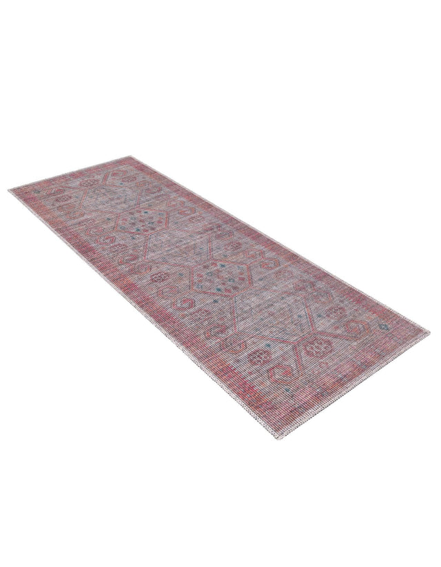 Washable Rust red and Beige 2' x 6' Sisu Runner Area Rug Easy to Clean Stain Resistant & Durable Polyester Chenille Distressed Vintage Look Carpet for Sale at Rug Engine