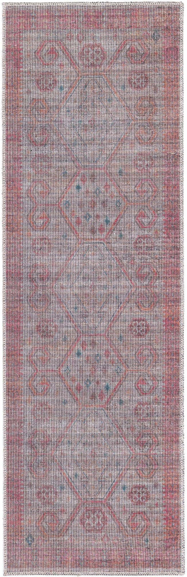 Washable Rust red and Beige 2' x 6' Sisu Runner Area Rug Easy to Clean Stain Resistant & Durable Polyester Chenille Distressed Vintage Look Carpet for Sale at Rug Engine