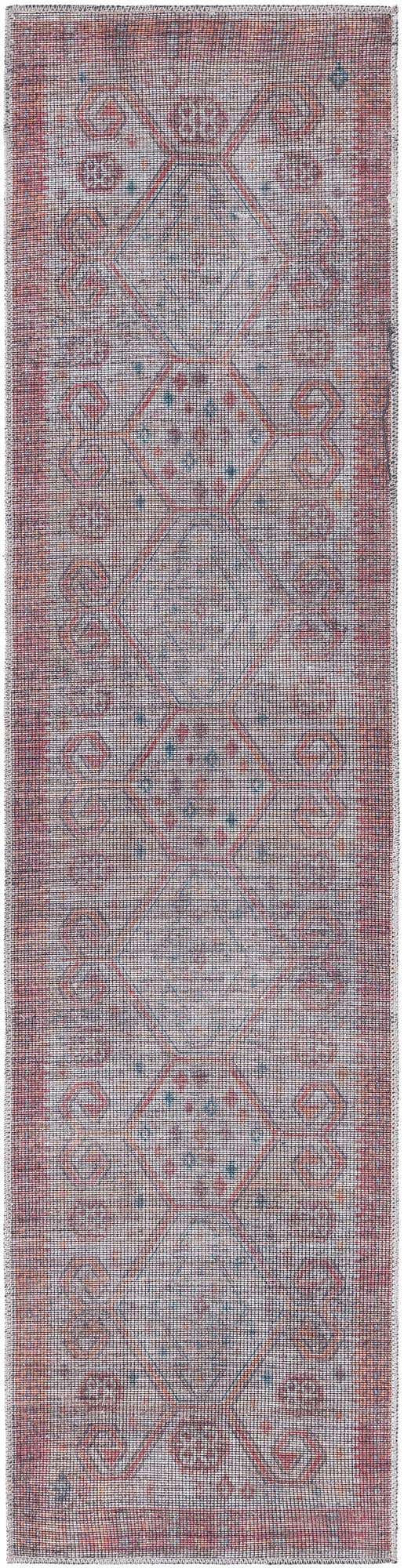 Washable Rust red and Beige 2' x 7' 10 Sisu Runner Area Rug Easy to Clean Stain Resistant & Durable Polyester Chenille Distressed Vintage Look Carpet for Sale at Rug Engine