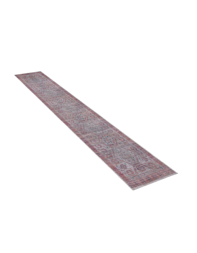Washable Rust red and Beige 2' x 10' Sisu Runner Area Rug Easy to Clean Stain Resistant & Durable Polyester Chenille Distressed Vintage Look Carpet for Sale at Rug Engine