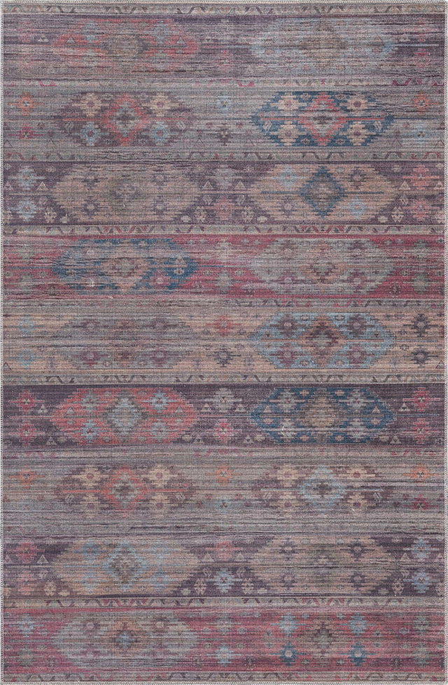 Washable Multicolor 5' 3 x 8' Sisu Rectangle Area Rug Easy to Clean Stain Resistant & Durable Polyester Chenille Distressed Vintage Look Carpet for Sale at Rug Engine