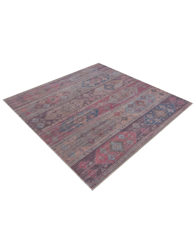 Washable Multicolor 7' 3 x 7' 3 Sisu Square Area Rug Easy to Clean Stain Resistant & Durable Polyester Chenille Distressed Vintage Look Carpet for Sale at Rug Engine