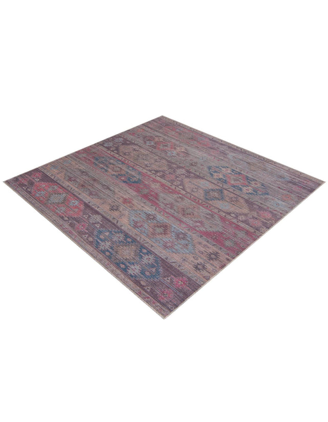 Washable Multicolor 7' 3 x 7' 3 Sisu Square Area Rug Easy to Clean Stain Resistant & Durable Polyester Chenille Distressed Vintage Look Carpet for Sale at Rug Engine