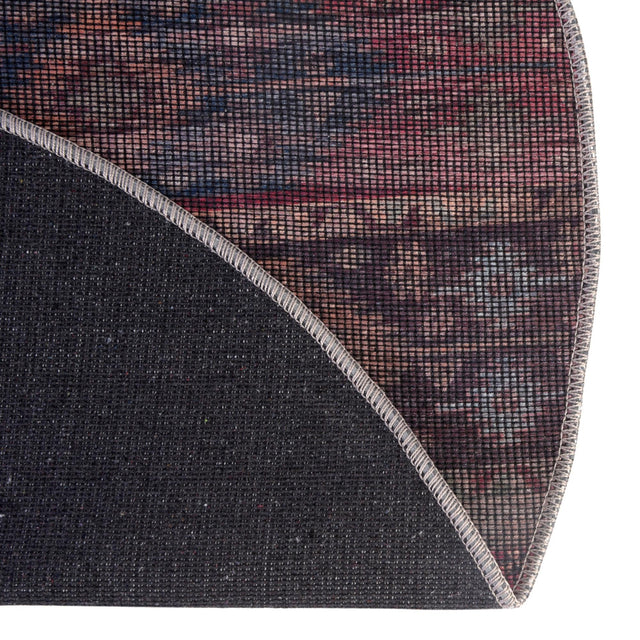 Washable Multicolor 3' 11 x 3' 11 Sisu Round Area Rug Easy to Clean Stain Resistant & Durable Polyester Chenille Distressed Vintage Look Carpet for Sale at Rug Engine
