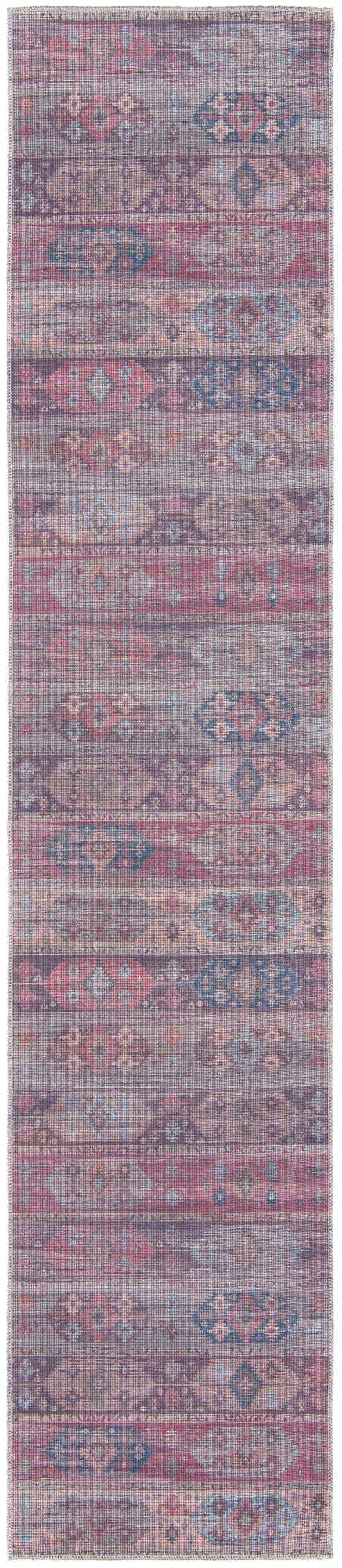 Washable Multicolor 2' 7 x 12' Sisu Runner Area Rug Easy to Clean Stain Resistant & Durable Polyester Chenille Distressed Vintage Look Carpet for Sale at Rug Engine
