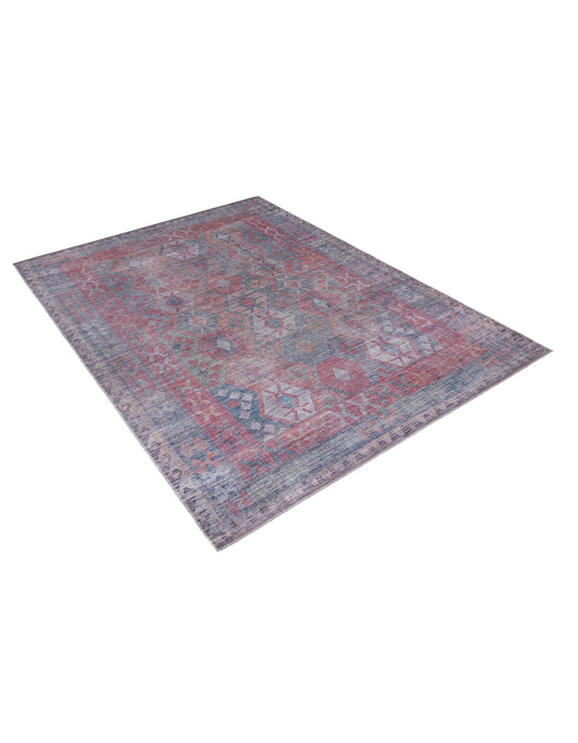 Washable Rust Blue 7' 10 x 10' Sisu Rectangle Area Rug Easy to Clean Stain Resistant & Durable Polyester Chenille Distressed Vintage Look Carpet for Sale at Rug Engine