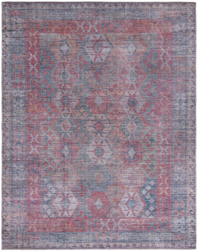 Washable Rust Blue 7' 10 x 10' Sisu Rectangle Area Rug Easy to Clean Stain Resistant & Durable Polyester Chenille Distressed Vintage Look Carpet for Sale at Rug Engine