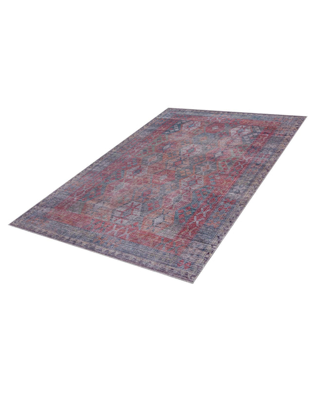 Washable Rust Blue 7' 3 x 10' Sisu Rectangle Area Rug Easy to Clean Stain Resistant & Durable Polyester Chenille Distressed Vintage Look Carpet for Sale at Rug Engine